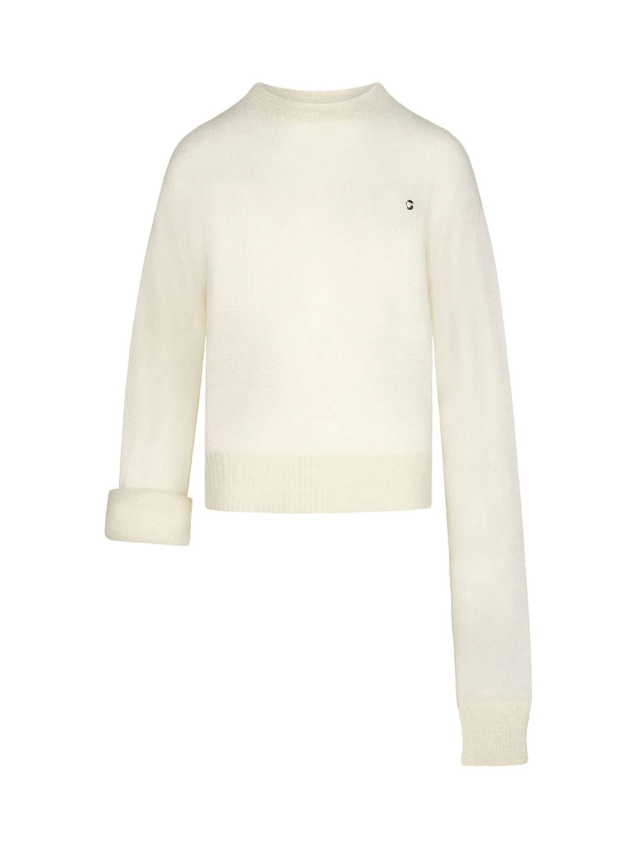 Knotted Sleeves Jumper in White
