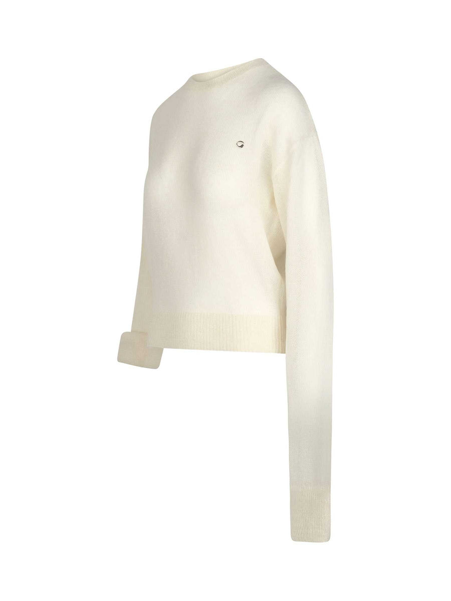 Knotted Sleeves Jumper in White