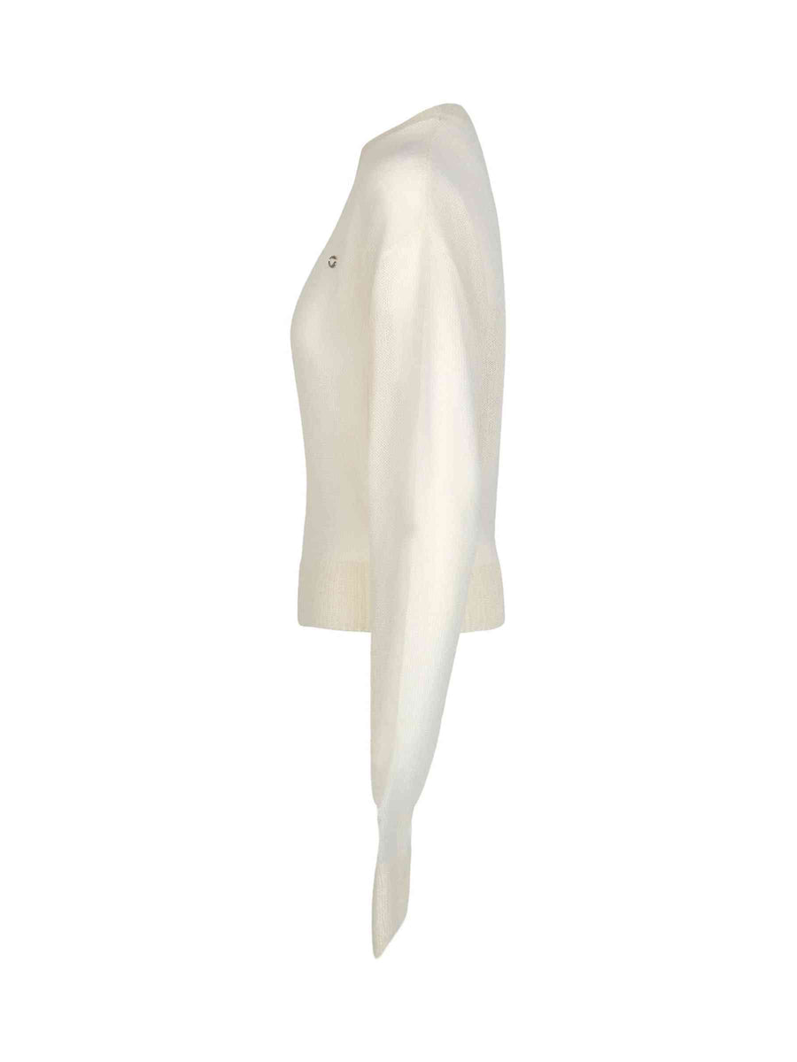 Knotted Sleeves Jumper in White