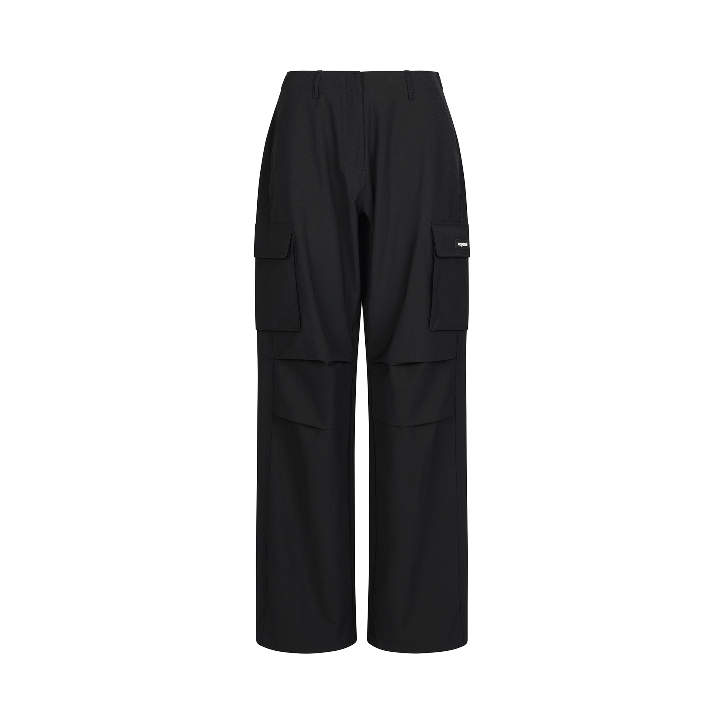 Tailored Wide Leg Cargo Pants in Black