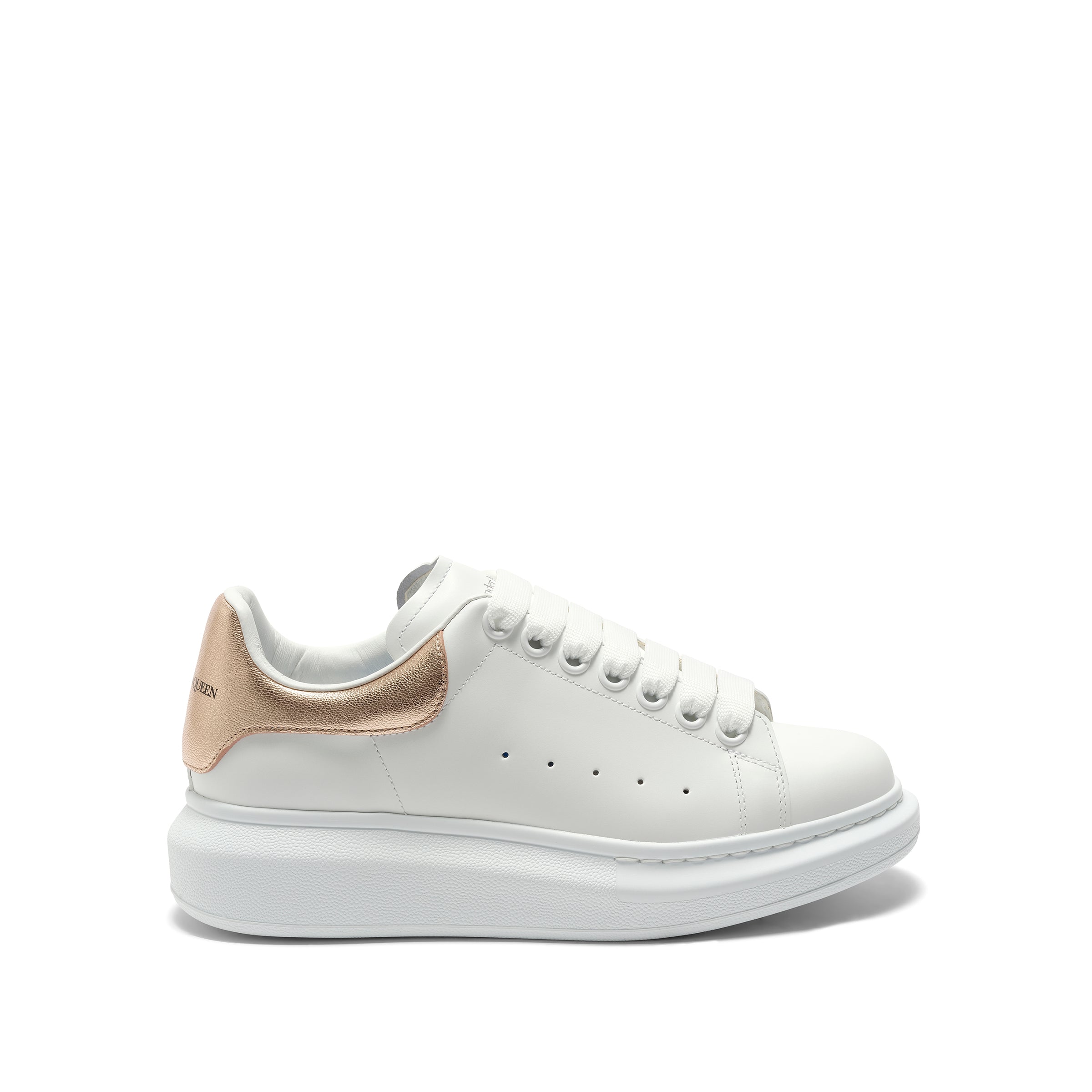 Larry Oversized Heel Sneaker in White/Rose Gold