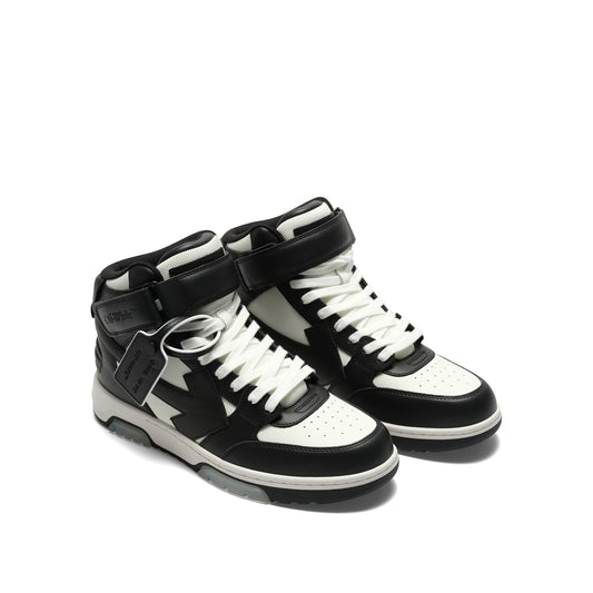 Out of Office Mid Top Leather Sneakers in Black/White