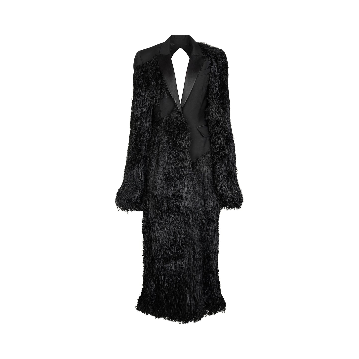 Tailored Feather Coat in Black