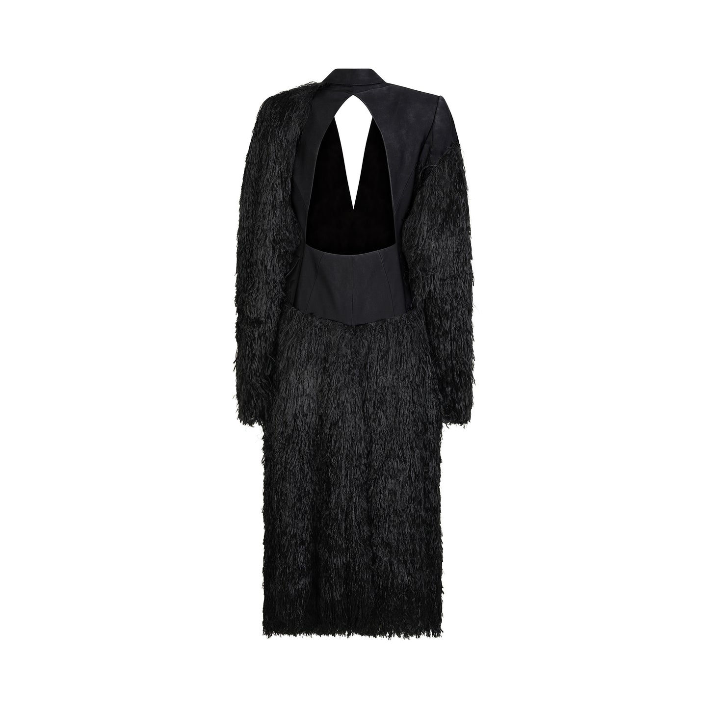 Tailored Feather Coat in Black