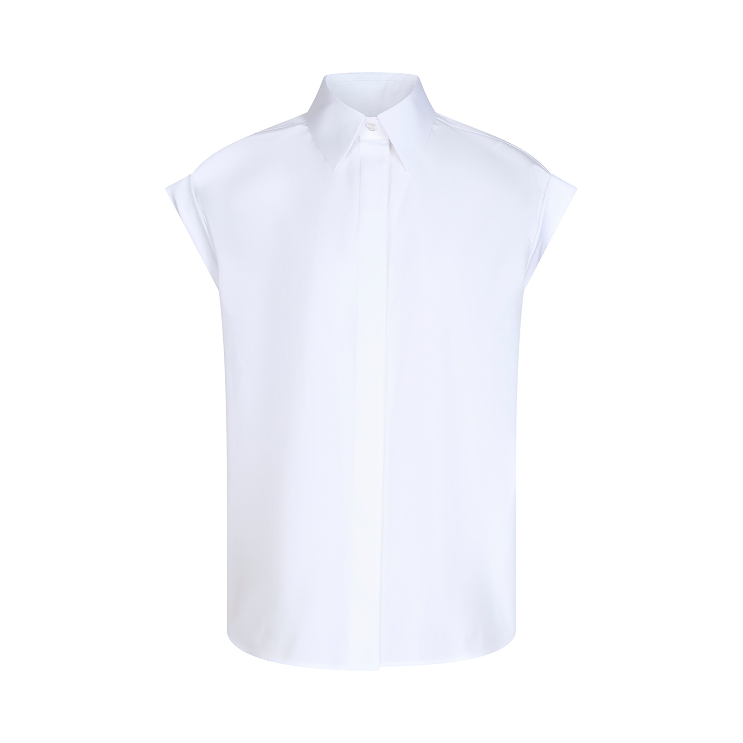 Sleeveless Poplin Shirt in White