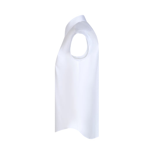 Sleeveless Poplin Shirt in White