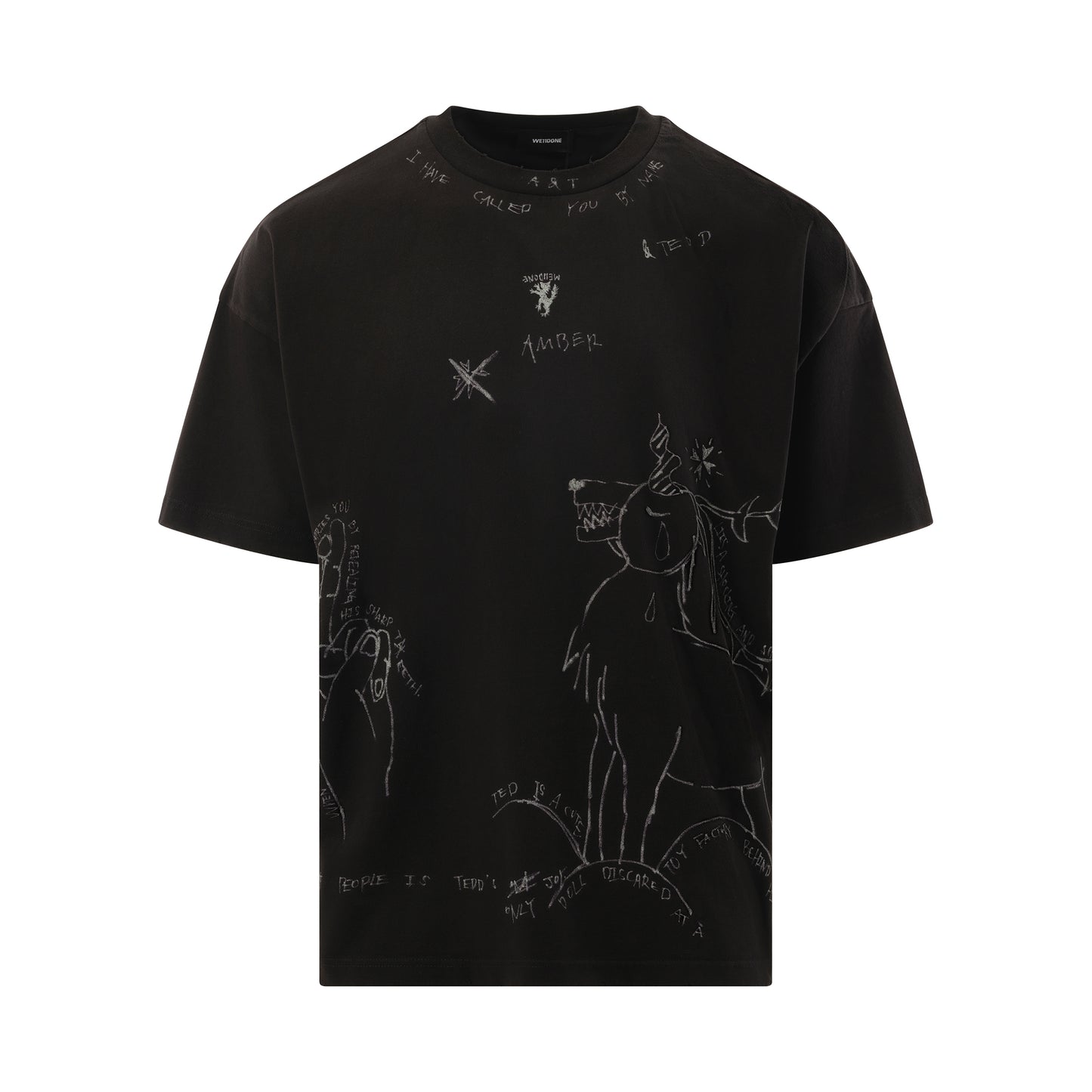 Dyed Print Short-Sleeved T-Shirt in Black