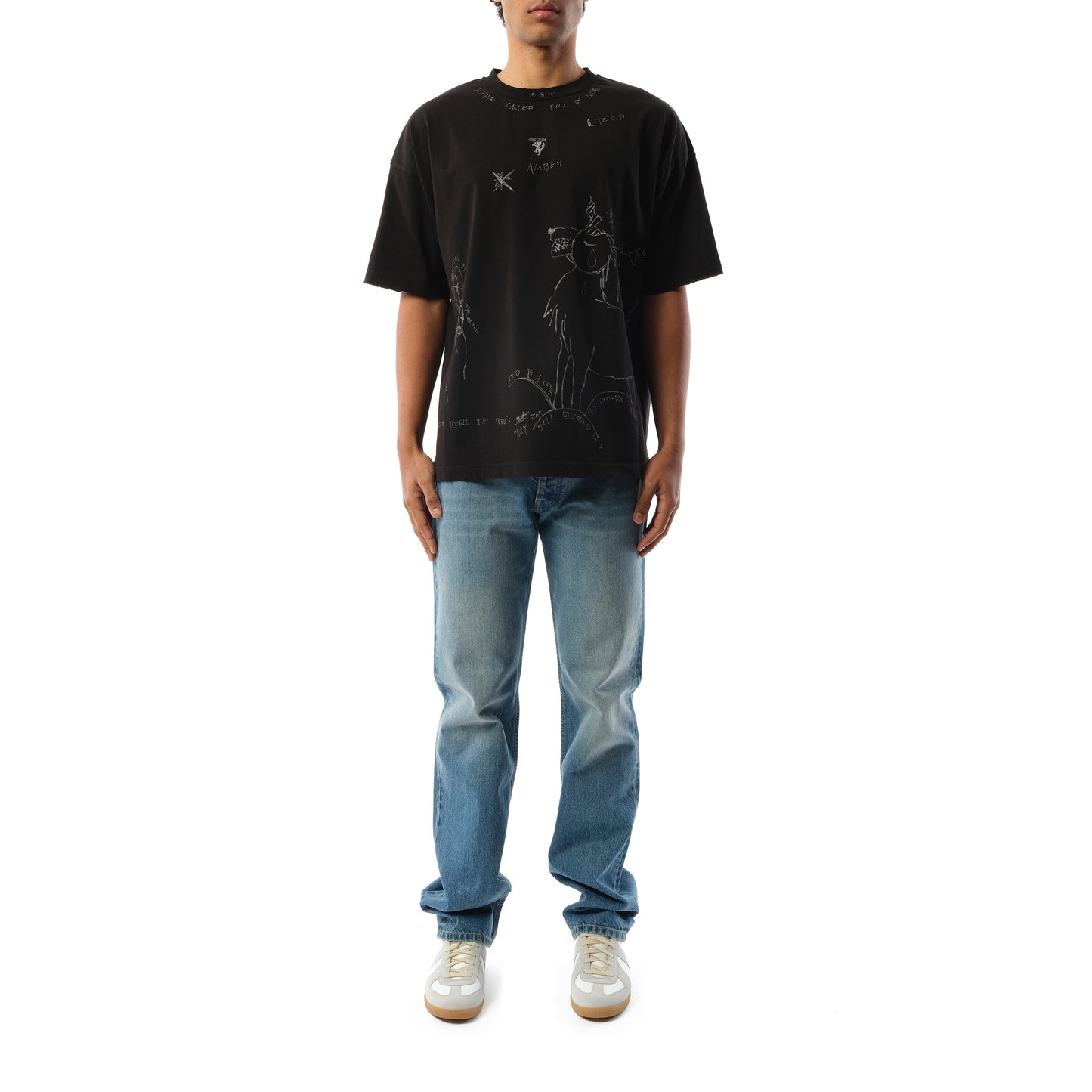 Dyed Print Short-Sleeved T-Shirt in Black