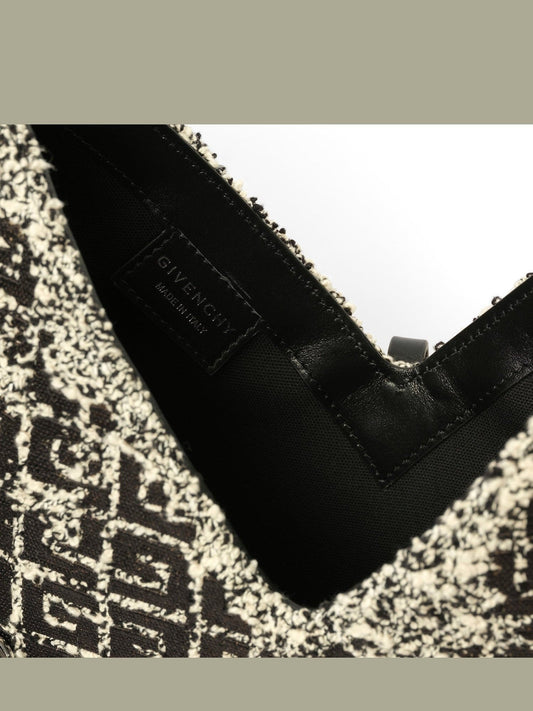Givenchy Small Cut Out Bag in 4G Embroidered Tweed in Black