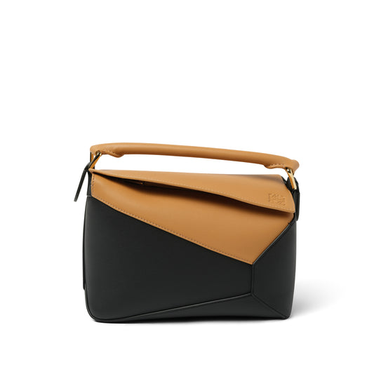 Puzzle Edge Small Bicolour Bag in Warm Desert/Black