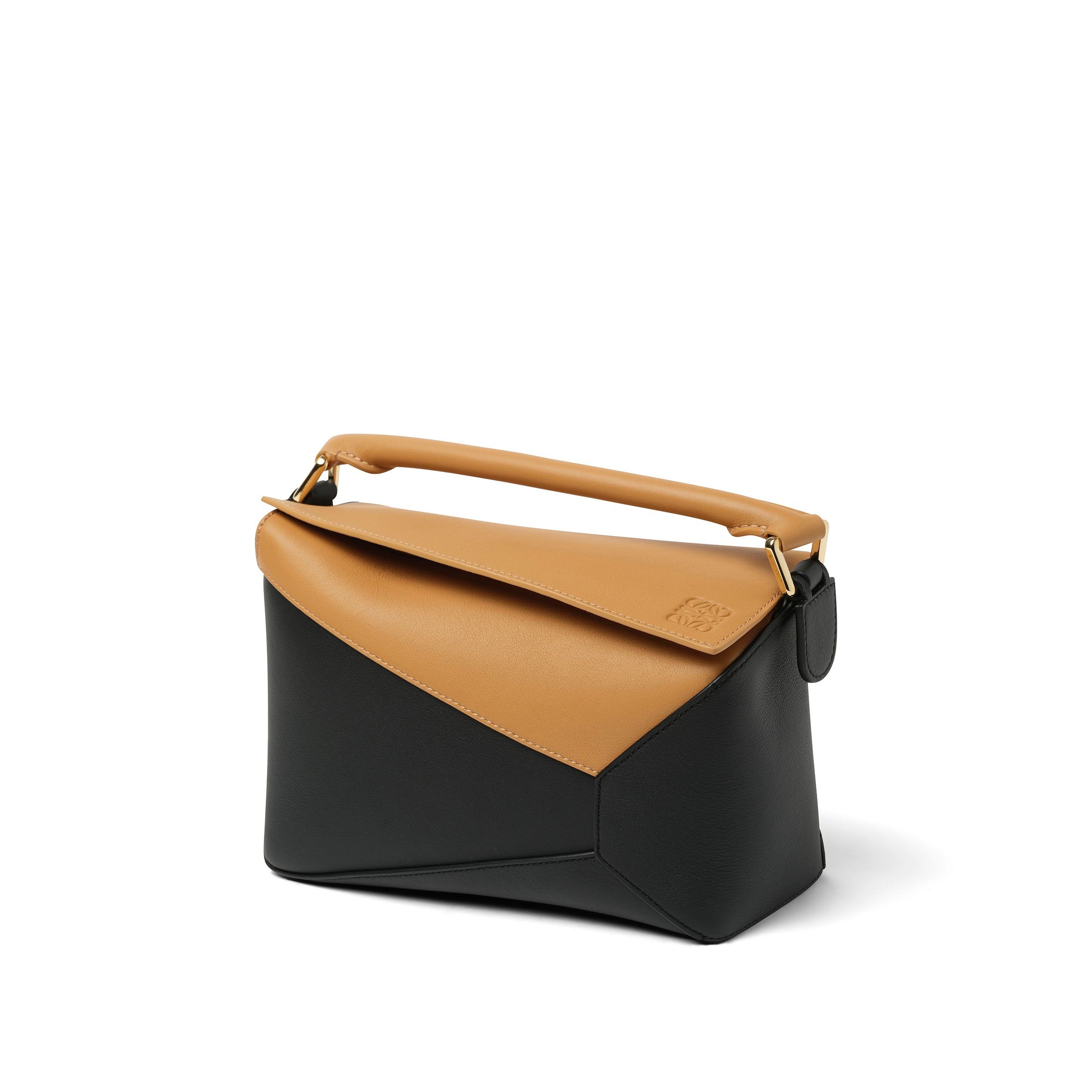 Puzzle Edge Small Bicolour Bag in Warm Desert/Black