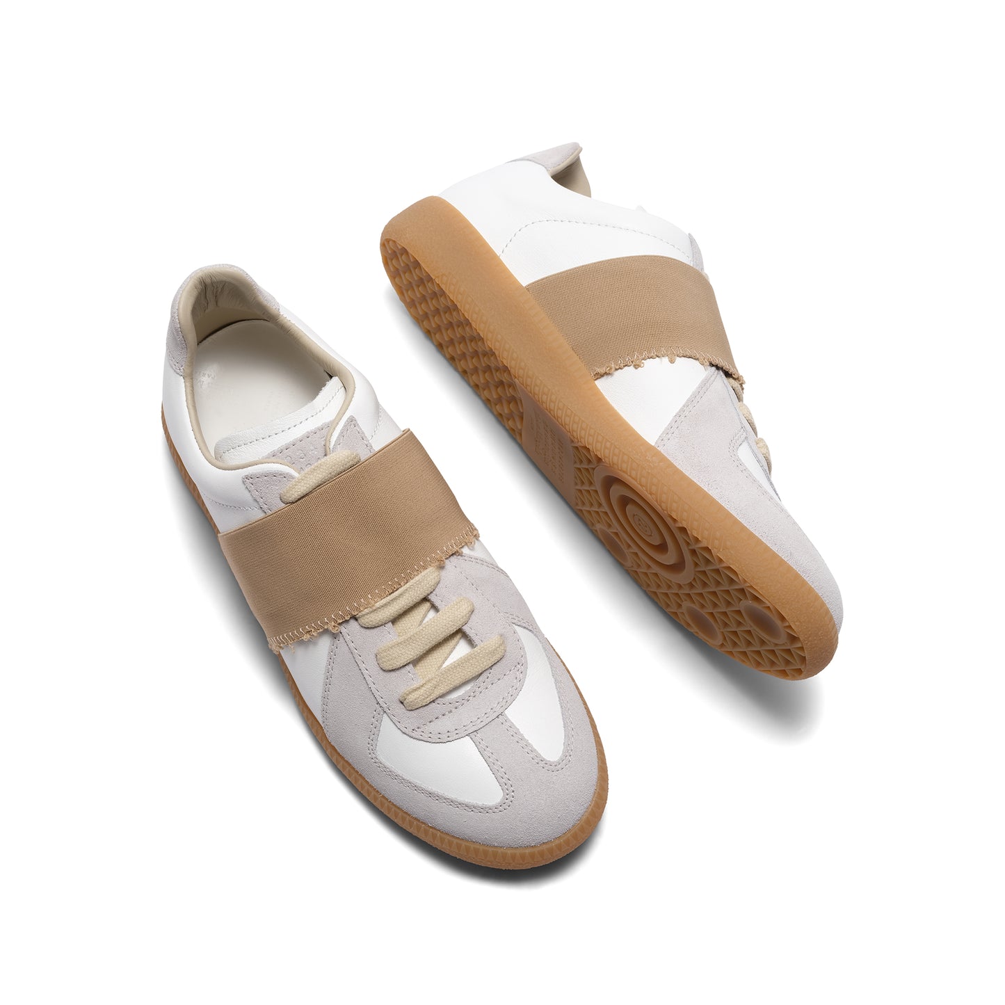 Replica Leather Sneakers in White/Nude