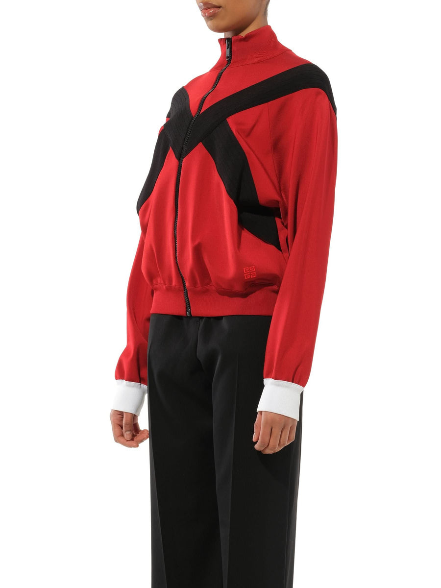 Zip Tri Turtleneck Sweater in Red