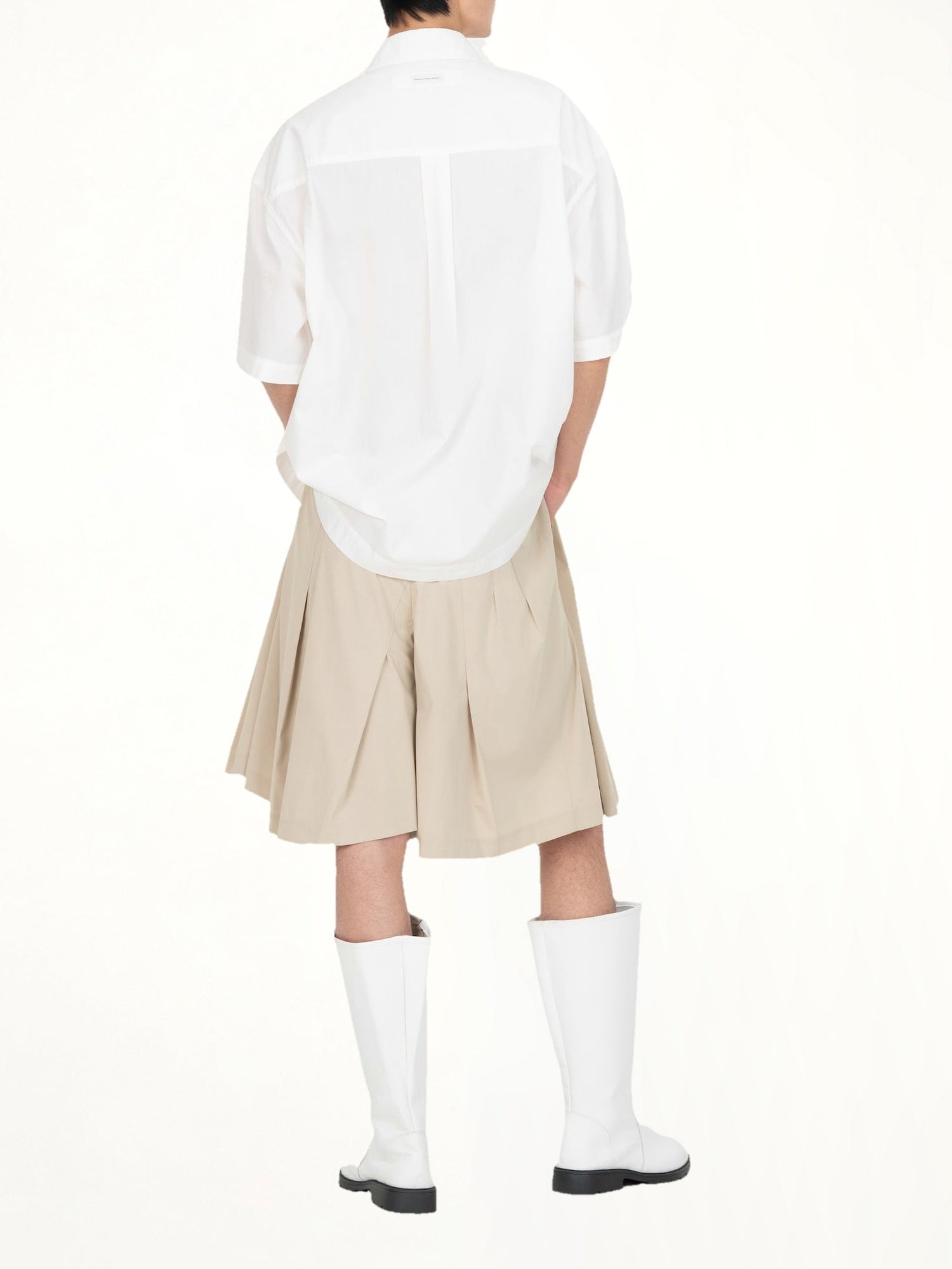 Bamboo Printed Short Sleeve Shirt in White