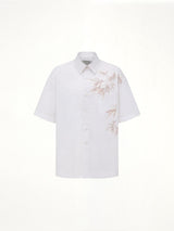 Bamboo Printed Short Sleeve Shirt in White