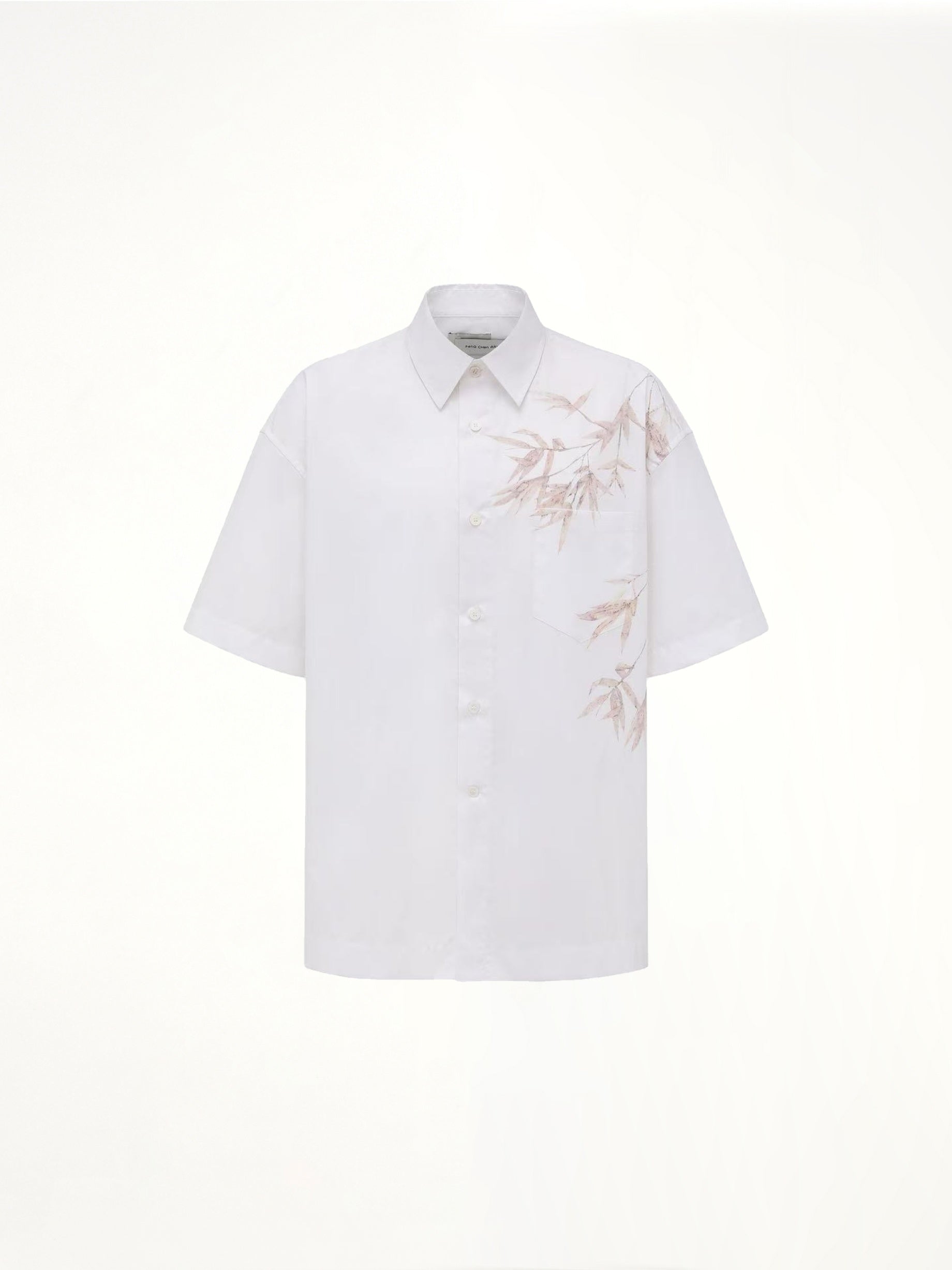 Bamboo Printed Short Sleeve Shirt in White