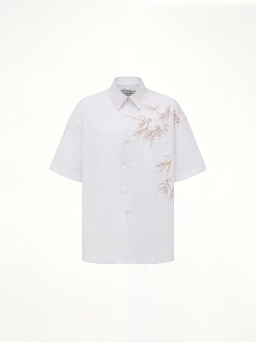 Bamboo Printed Short Sleeve Shirt in White