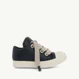 Jumbo Lace Padded Low Sneaker in Black/Milk Side View | RICK OWENS