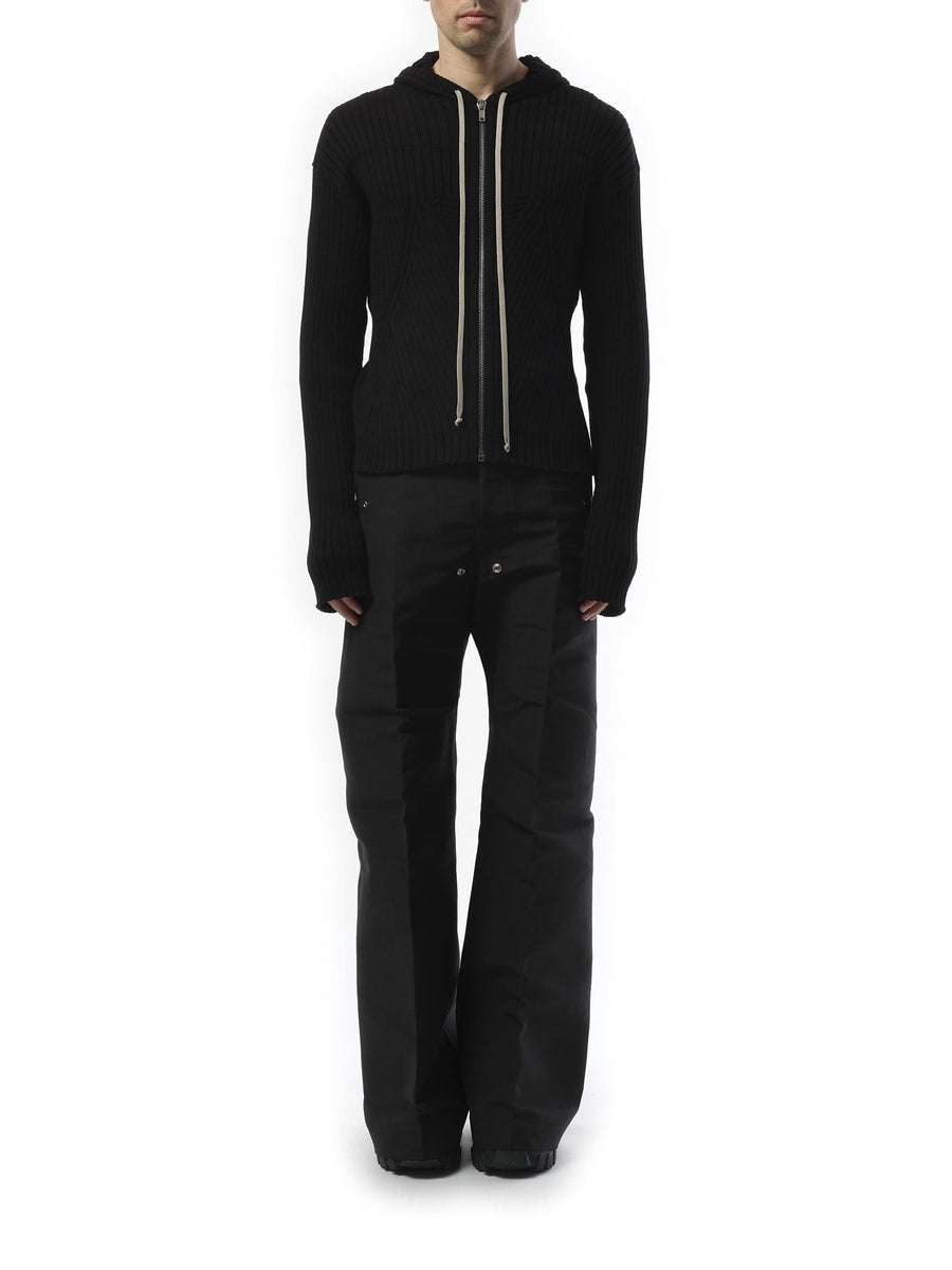 Rick Owens Zipped Knit Hoodie in Black