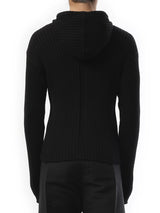 Rick Owens Zipped Knit Hoodie in Black