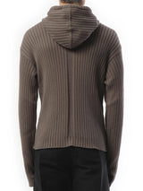 Rick Owens Zipped Knit Hoodie in Dust