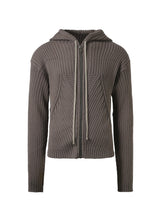 Rick Owens Zipped Knit Hoodie in Dust