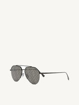 FE40061U Aviator Sunglasses with Smoke Mirror Lens in Shiny Dark Ruthenium