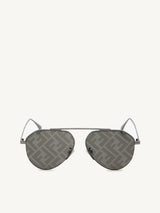 FE40061U Aviator Sunglasses with Smoke Mirror Lens in Shiny Dark Ruthenium