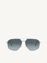 FE40062U Aviator Sunglasses with Smoke Polarised Lens in Shiny Light Ruthenium