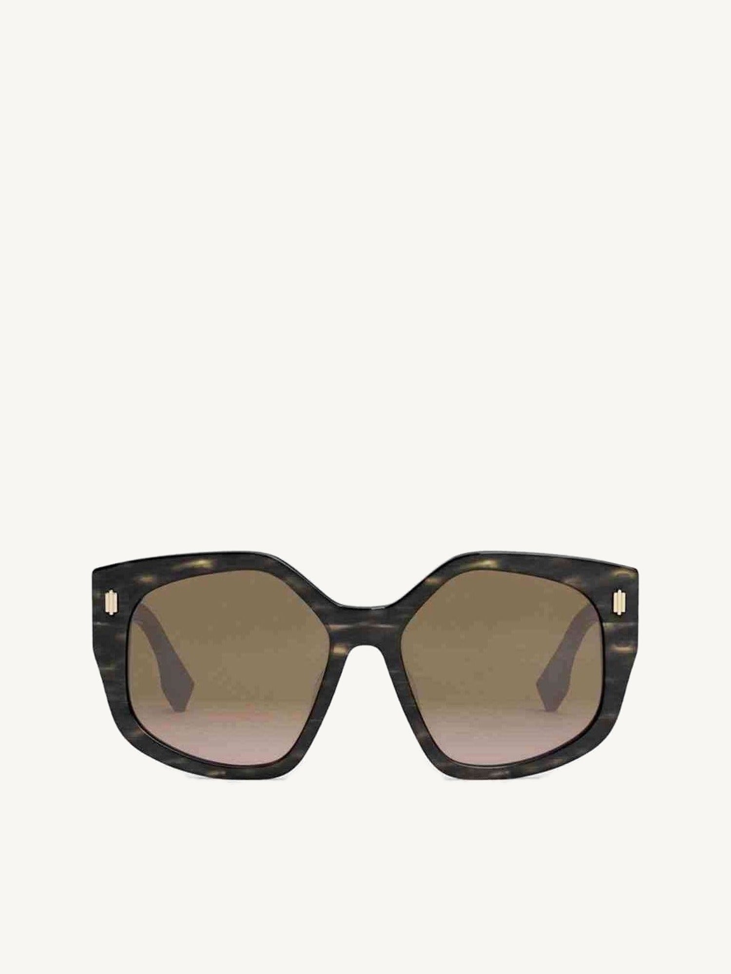 FE40017F Geometric Sunglasses with Bordeaux in Black Horn