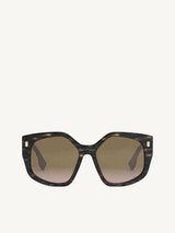 FE40017F Geometric Sunglasses with Bordeaux in Black Horn