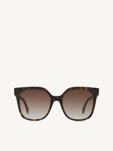 FE40007I Square Sunglasses with Gradient Brown Lens in Dark Havana