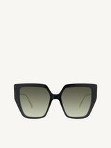 FE40012U Cat Eye Sunglasses with Gradient Green Lens in Shiny Black