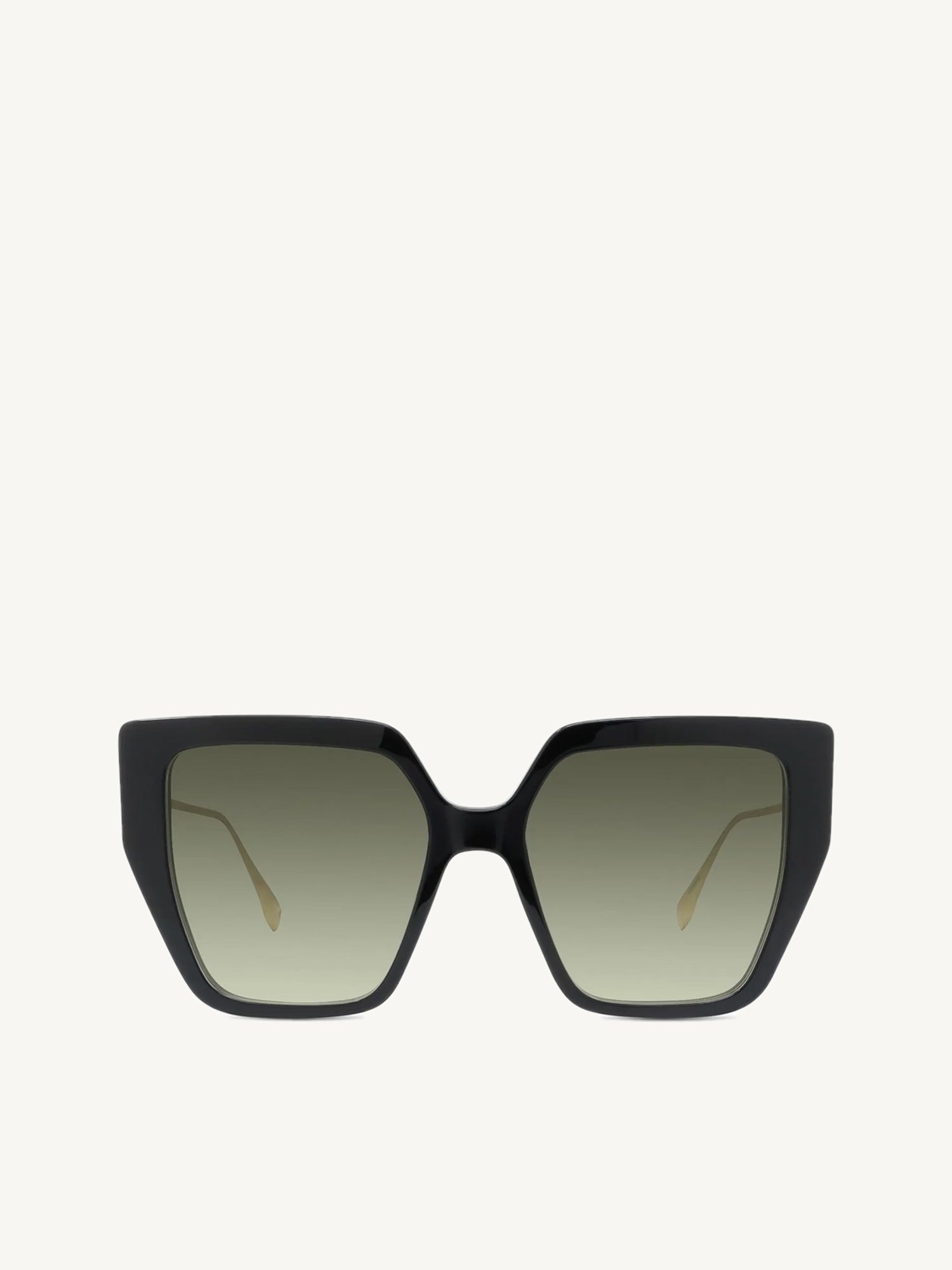 FE40012U Cat Eye Sunglasses with Gradient Green Lens in Shiny Black