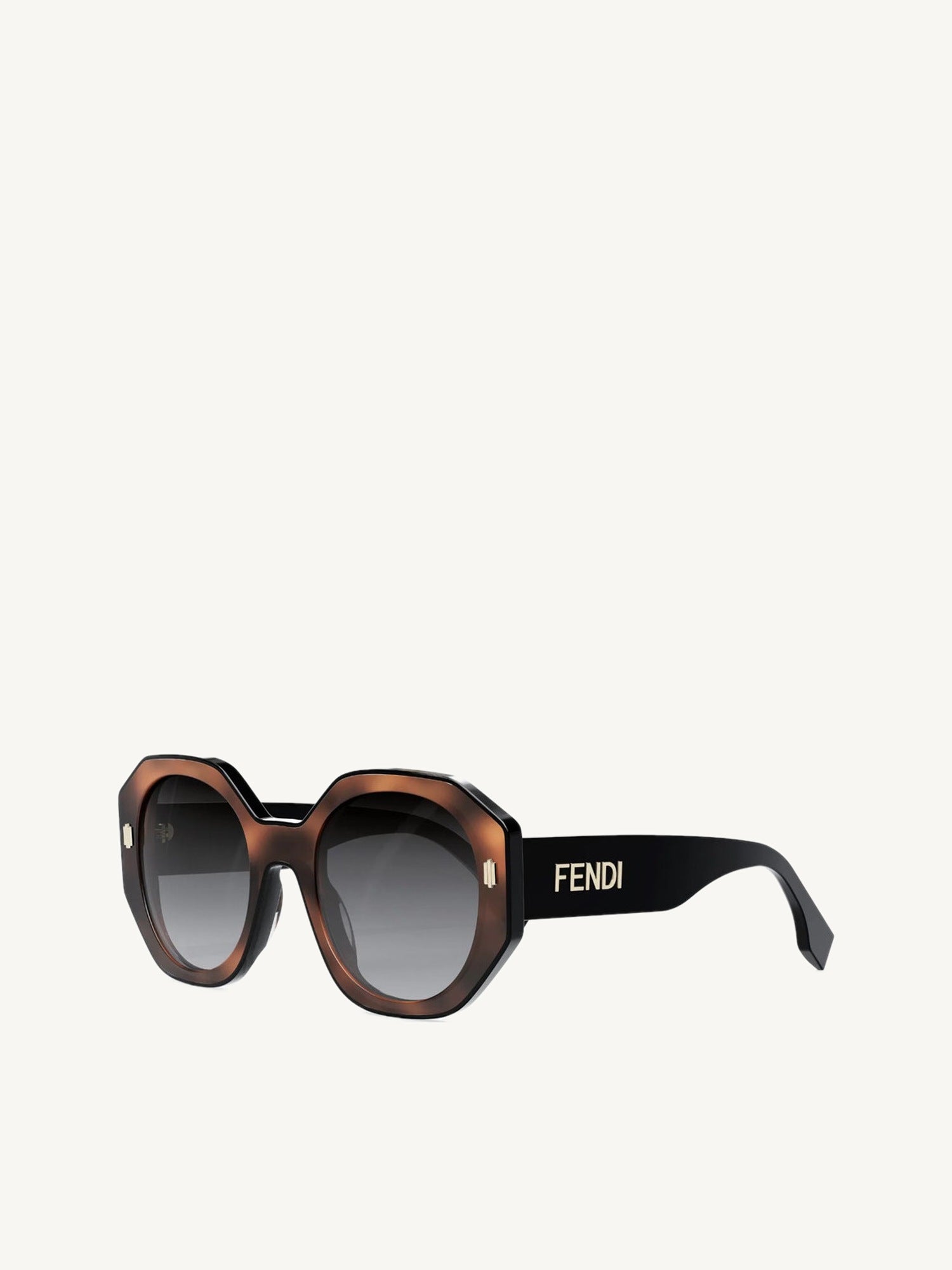 FE40045I Geometric Sunglasses with Gradient Smoke Lens in Blonde Havana