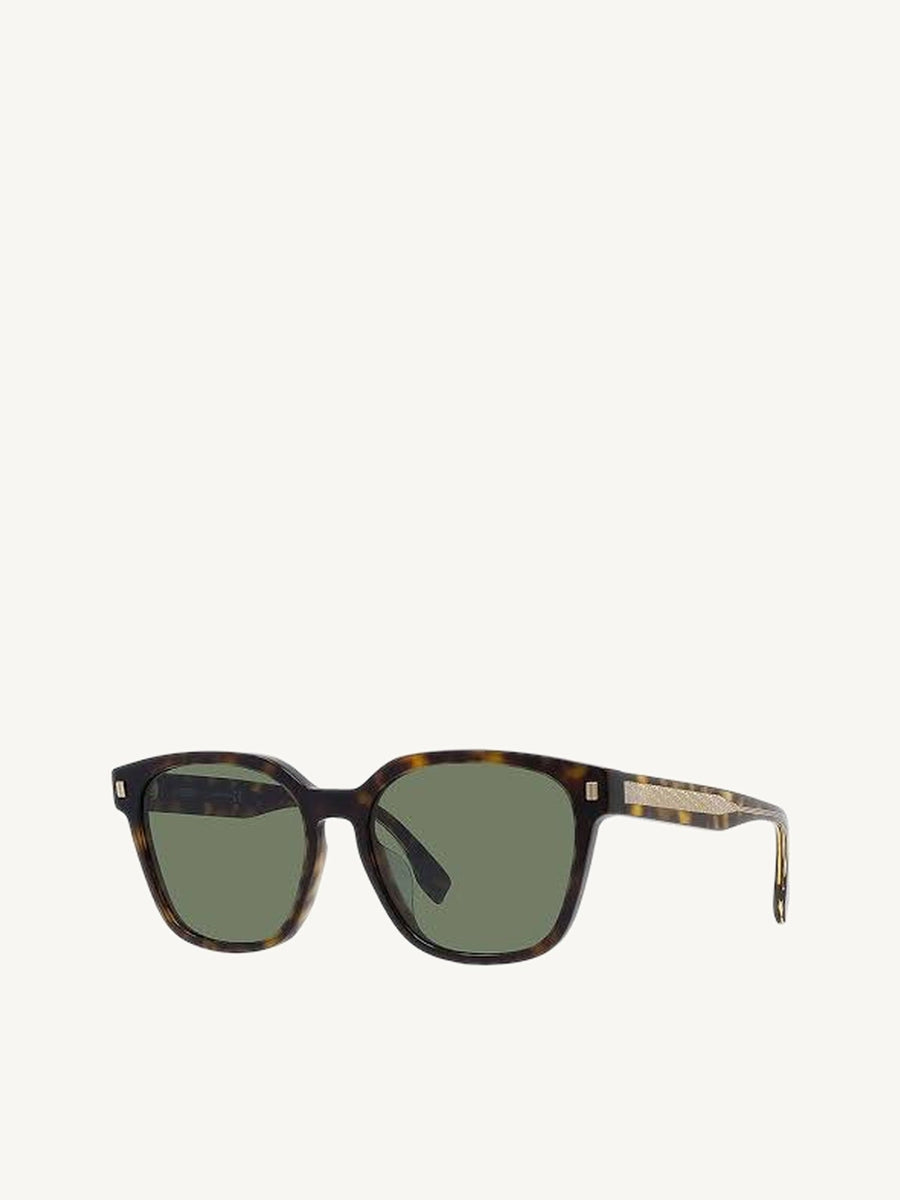 FE40001U Square Sunglasses with Green Lens in Dark Havana