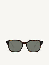 FE40001U Square Sunglasses with Green Lens in Dark Havana