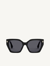 FE40070F Thick Square Sunglasses with Smoke Lens in Shiny Black