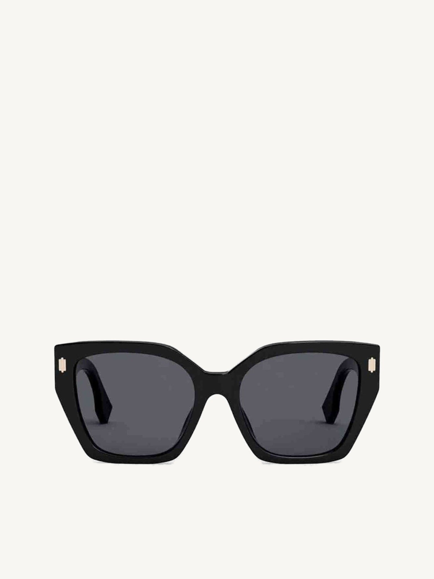 FE40070F Thick Square Sunglasses with Smoke Lens in Shiny Black