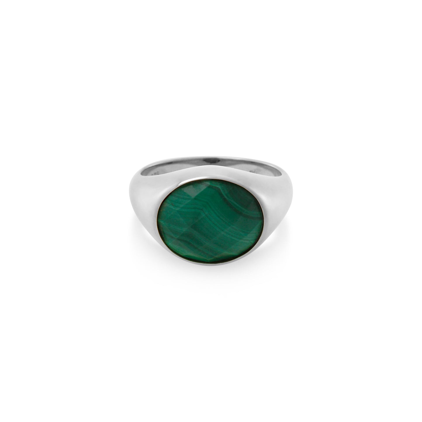 Chunky Ring in Silver & Malachite