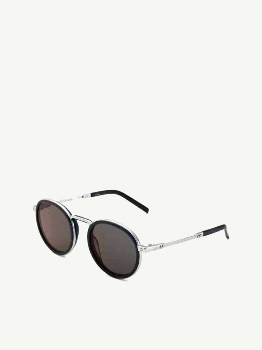 Silver Matte Rounded Sunglasses with Red Mirror Lens