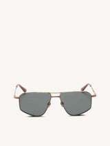 Thirty Six II Sunglasses with Green Lens in Gold Silver