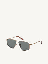 Thirty Six II Sunglasses with Green Lens in Gold Silver