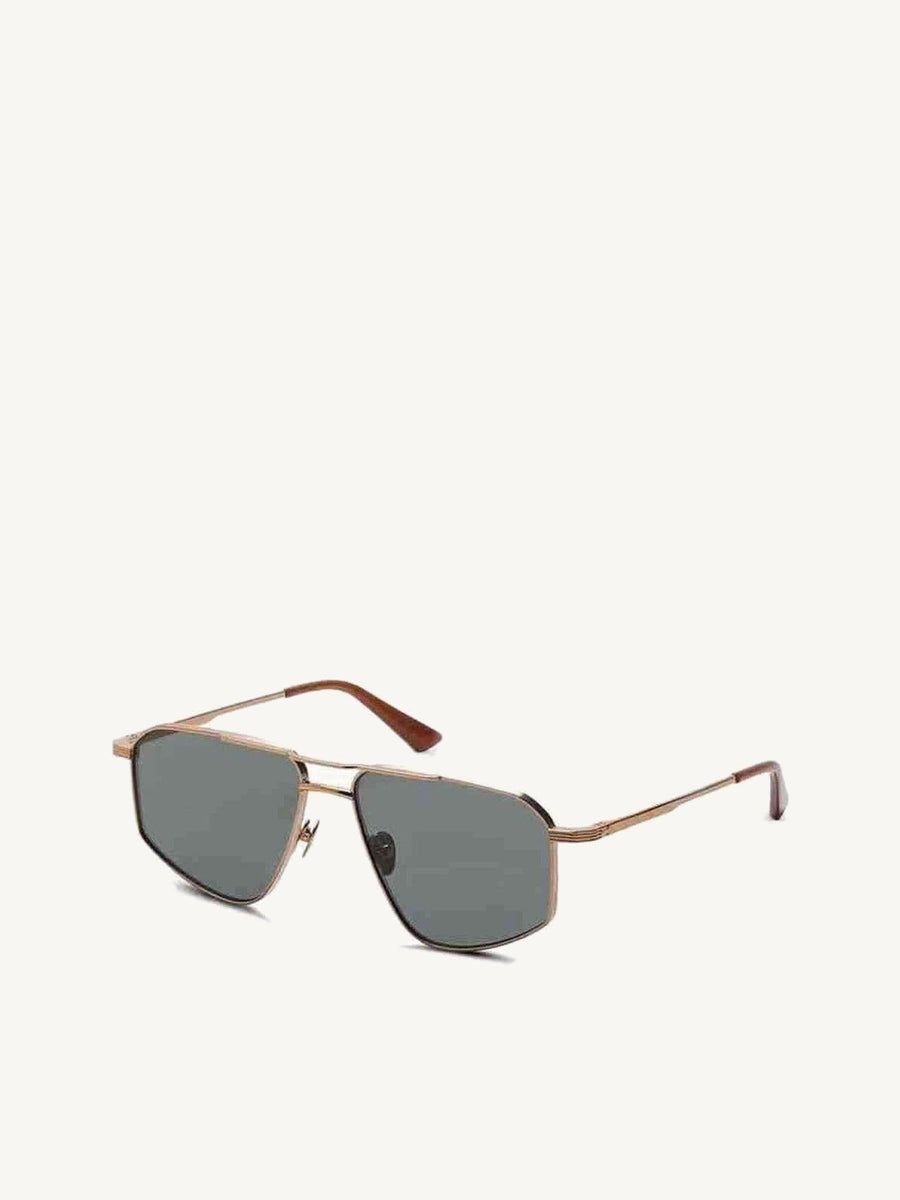 Thirty Six II Sunglasses with Green Lens in Gold Silver
