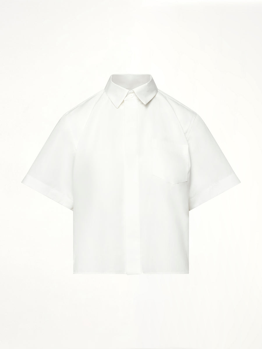 Frill Poplin Shirt in Off White