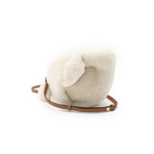 Mini Bunny Bag in Shearling in Natural