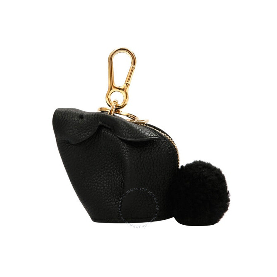 Bunny Charm in Soft Grained Calfskin in Black
