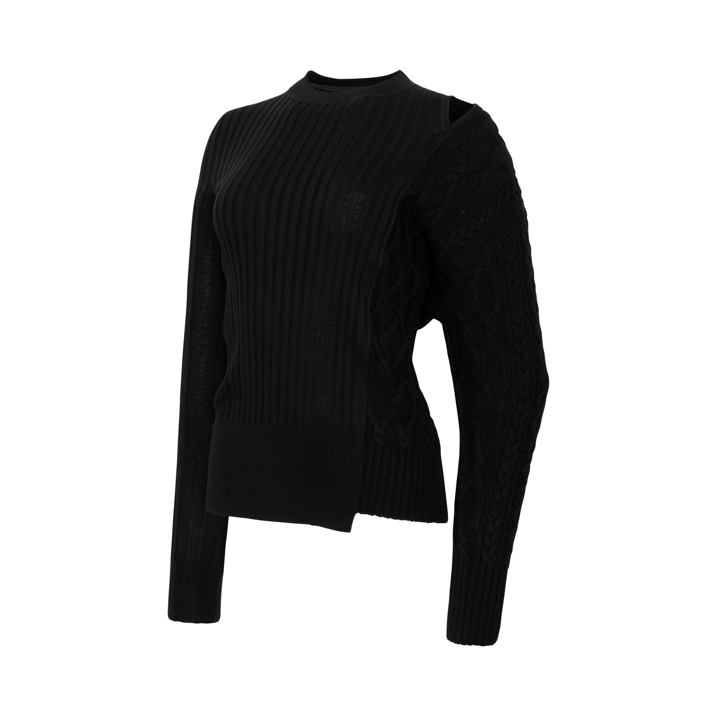 Asymmetric Knit Sweater in Black