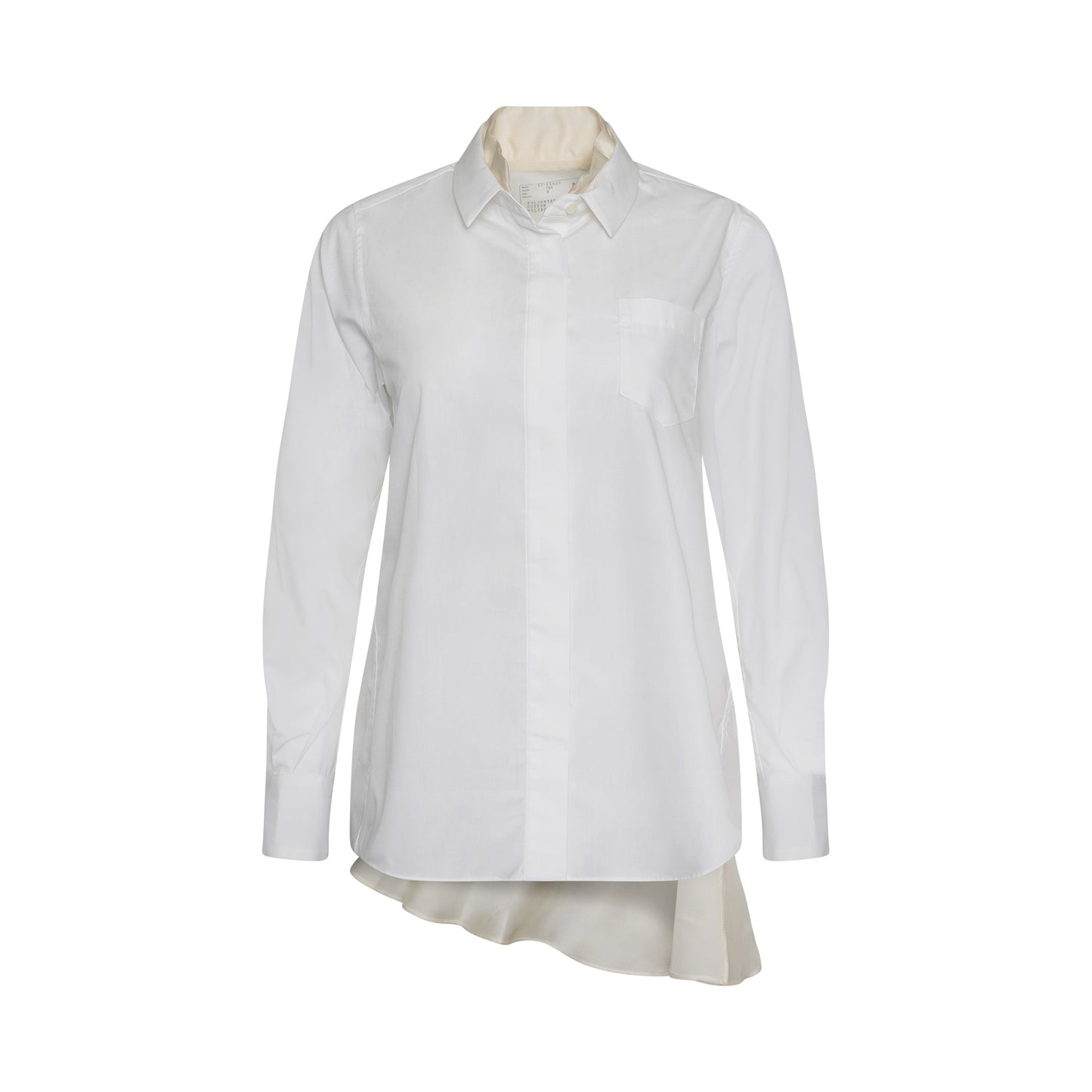 Cotton Poplin Satin Shirt in White