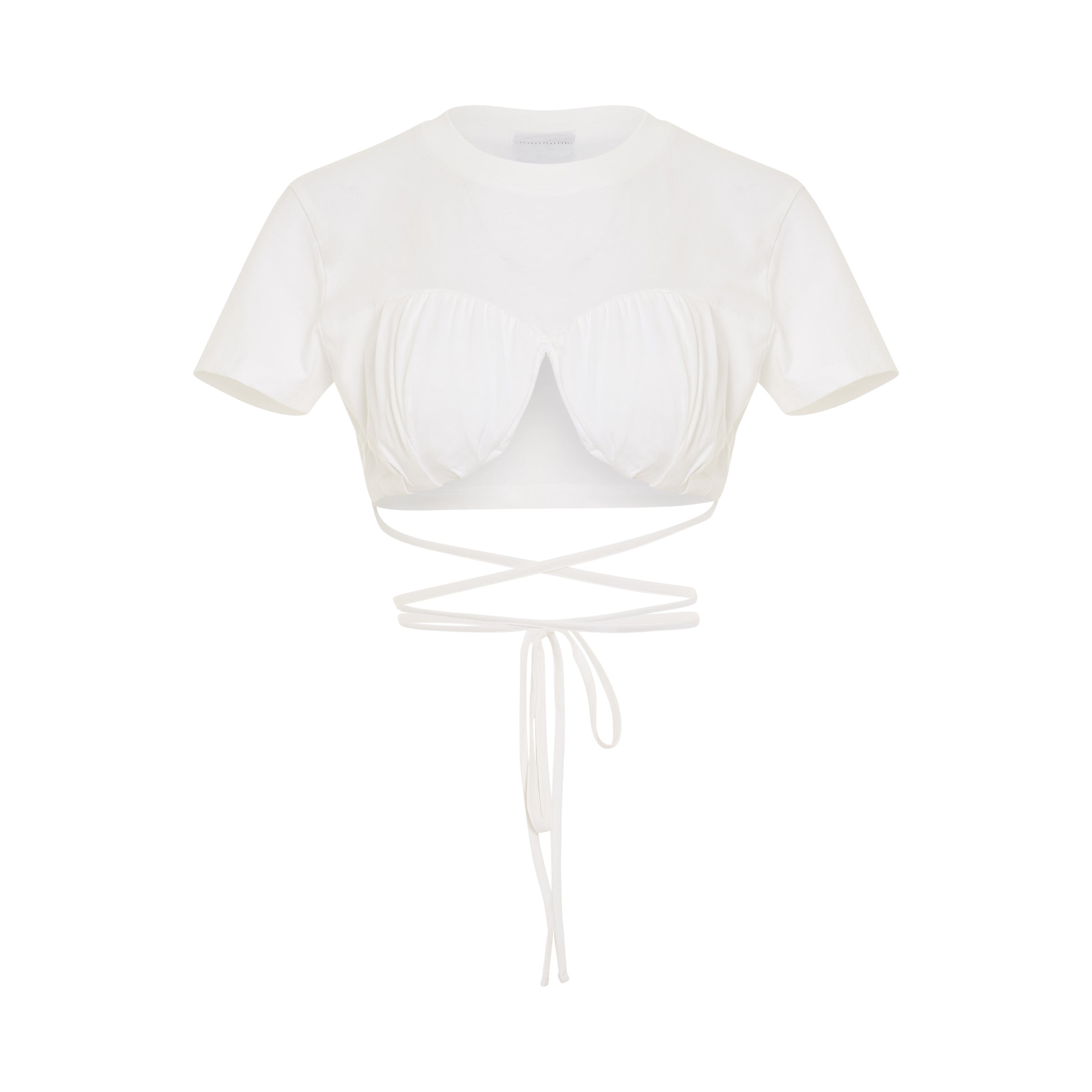 Baci Gathered Bra T-Shirt in White